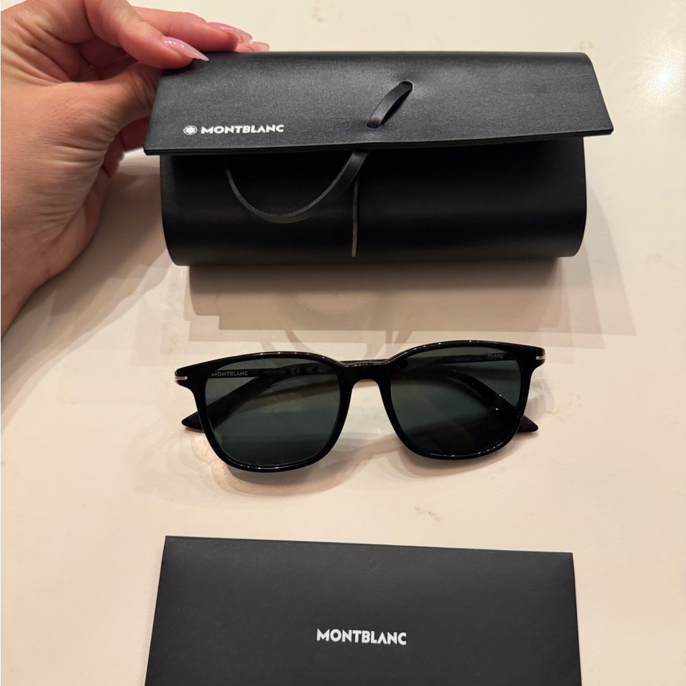 Montblanc Men's Black Polarized Sunglasses